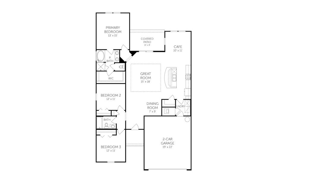 2D floor plan layout for the Camden - 50' Homesites by Dream Finders Homes in Wilford Preserve, Orange Park, FL (Image 3).