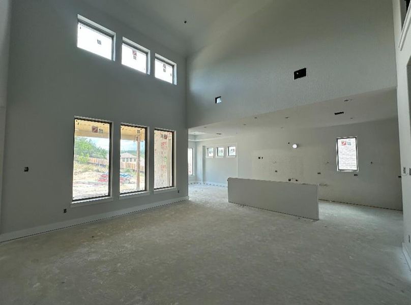 Family Room with soaring ceiling