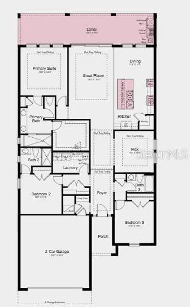 2D floor plan layout of this home in Esplanade at Coasterra, Palmetto, FL (Image 4).