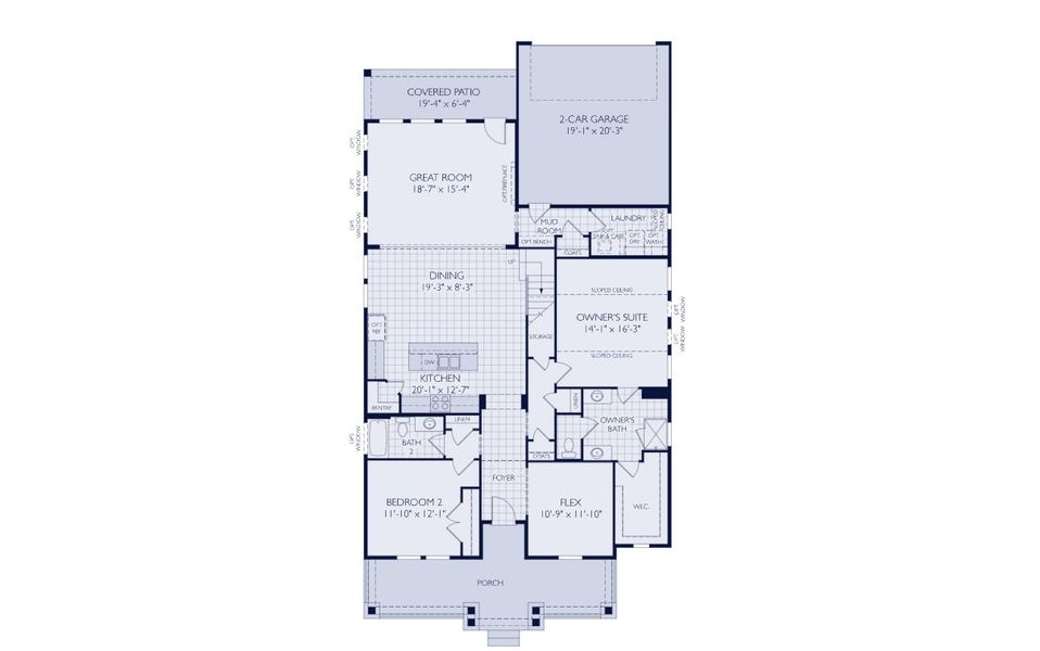 2D floor plan layout for the The Beaumont by William Ryan Homes in MidTowne, Midlothian, TX (Image 4).