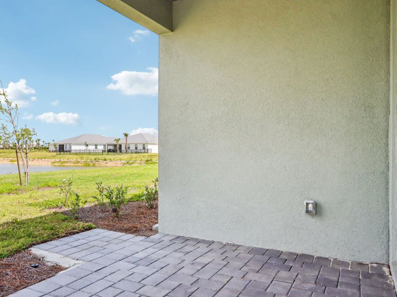 Covered lanai in the Dove floorplan at 44331 Frontier Dr