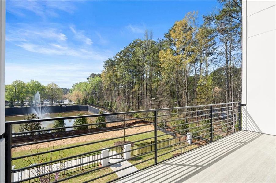 Exterior details and patio area of a home in The Gathering – Alpharetta, Alpharetta (Image 25).