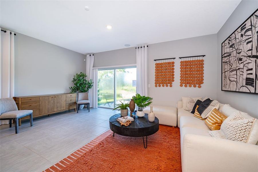 Furnished interior view inside a new home in Horse Creek at Crosswinds, Davenport (Image 21).