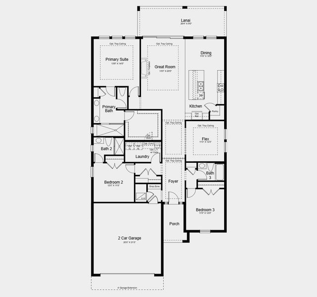2D floor plan layout for the Marino by Taylor Morrison in Esplanade at Rivergrass, Immokalee, FL (Image 5). 2D floor plan layout for the Marino by Taylor Morrison in Esplanade at Rivergrass, Immokalee, FL (Image 5).