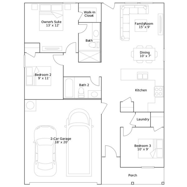 2D floor plan layout of this home in River Ranch, Dayton, TX (Image 2). 2D floor plan layout of this home in River Ranch, Dayton, TX (Image 2).