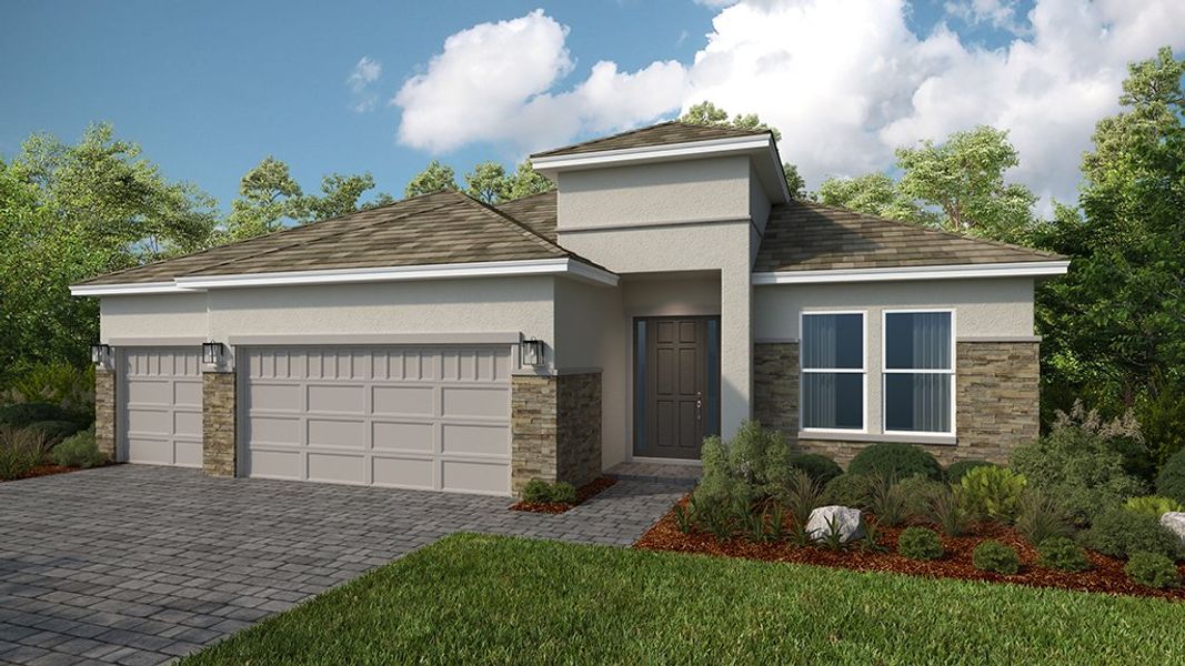 Representative exterior photo of a completed home built from the Cresta by Taylor Morrison in Esplanade at Cammaray Lakewood Ranch, Sarasota, FL (Image 20). Representative exterior photo of a completed home built from the Cresta by Taylor Morrison in Esplanade at Cammaray Lakewood Ranch, Sarasota, FL (Image 20).