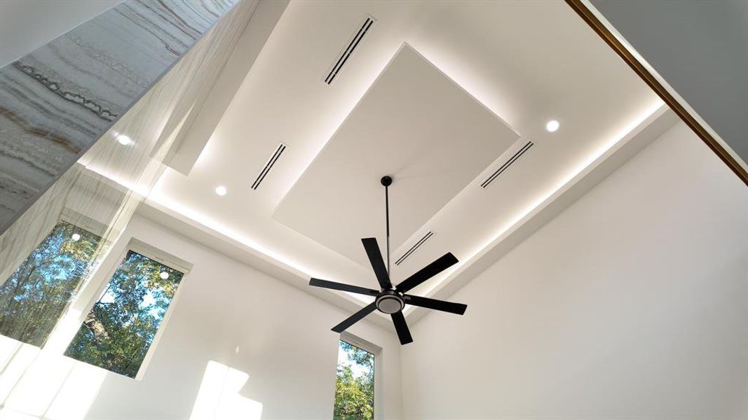 Detailed view of a ceiling fan