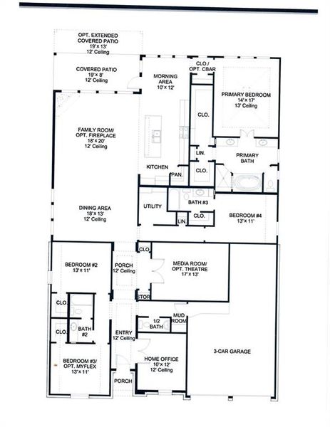 2D floor plan layout of this home in Trinity Falls, McKinney, TX (Image 5).