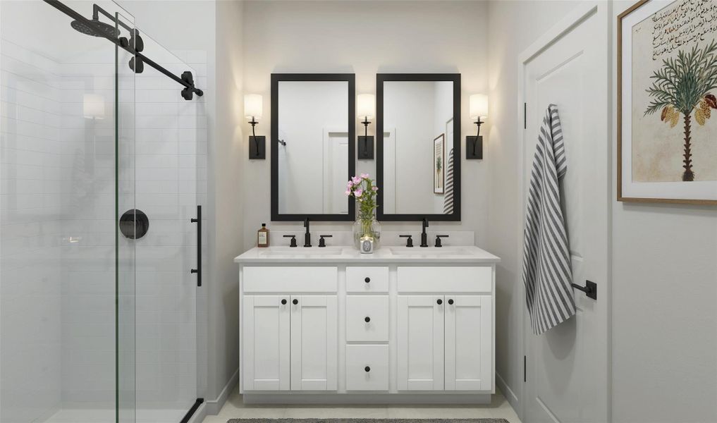 Relaxing primary bath (*Artist rendering used for illustration purposes only.) Relaxing primary bath (*Artist rendering used for illustration purposes only.)