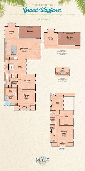 2D floor plan layout for the Grand Wayfarer by Minto Communities in Latitude Margaritaville Watersound, Panama City Beach, FL (Image 5).