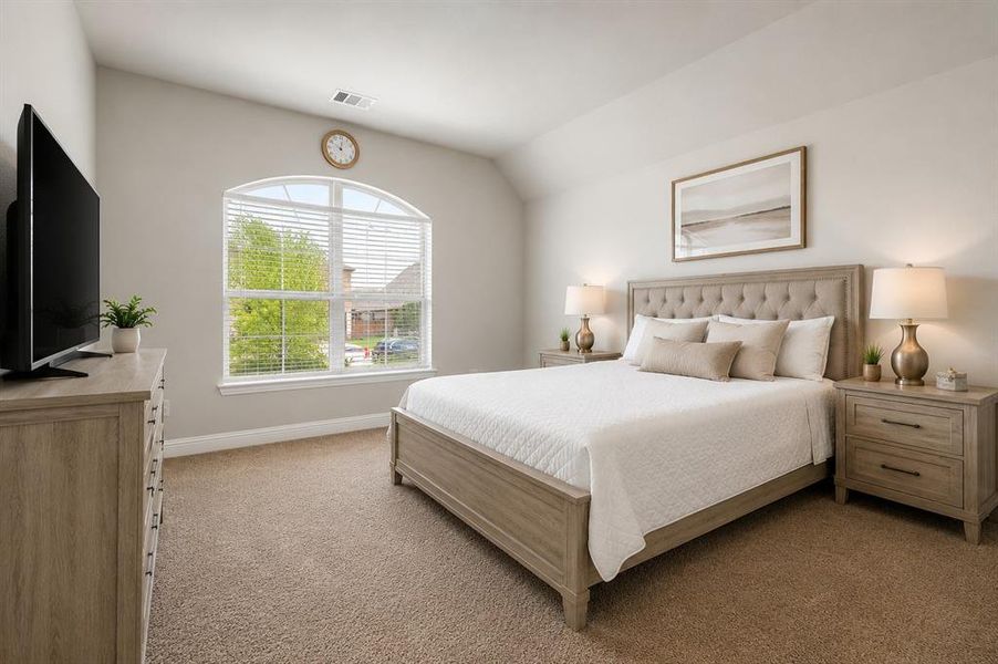 Front bedroom-virtually staged for effect of modern furniture. Front bedroom-virtually staged for effect of modern furniture.