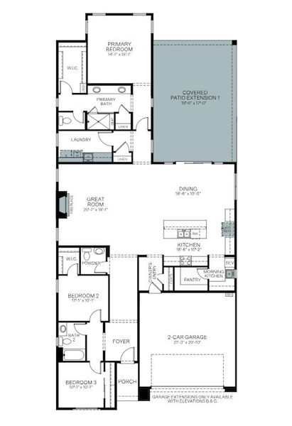 2D floor plan layout of this home in Horizon at The Dells, Prescott, AZ (Image 5).
