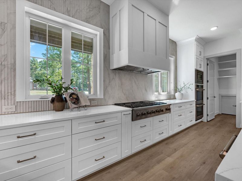 Gas cooktop and double ovens