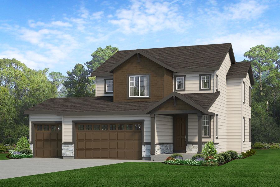 Representative exterior photo of a completed home built from the Telluride by Landsea Homes in Cherry Meadows, Brighton, CO (Image 15). Representative exterior photo of a completed home built from the Telluride by Landsea Homes in Cherry Meadows, Brighton, CO (Image 15).