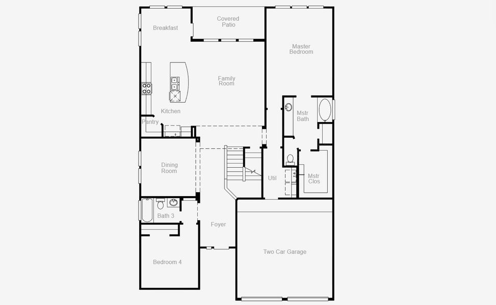 2D floor plan layout for the Justin by Coventry Homes in Escondido 50', Magnolia, TX (Image 4).