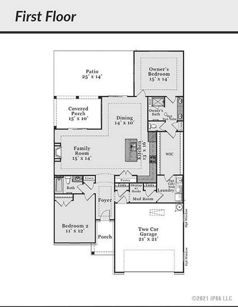 2D floor plan layout for the Salerno Classic by Epcon Communities in The Cottages at 78 North, Sanford, NC (Image 2). 2D floor plan layout for the Salerno Classic by Epcon Communities in The Cottages at 78 North, Sanford, NC (Image 2).