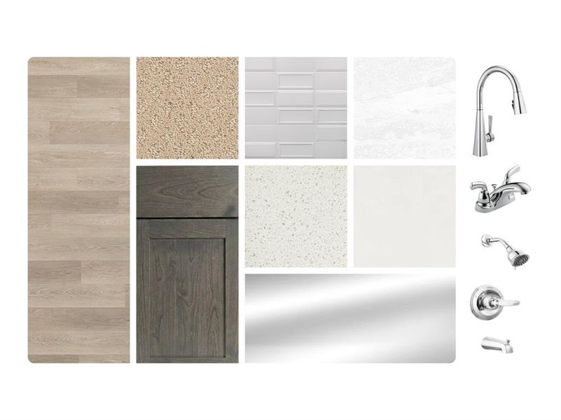 Interior Finish Selections. Displaying material and fixture options for the property's interior spaces.