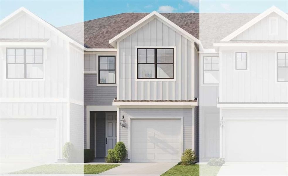Front exterior of a new home in The Retreat at Kingsland, Katy, TX, highlighting curb appeal (Image 1).