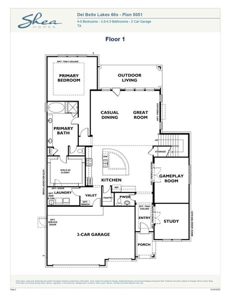 2D floor plan layout of this home in Del Bello Lakes 60', Manvel, TX (Image 1). 2D floor plan layout of this home in Del Bello Lakes 60', Manvel, TX (Image 1).