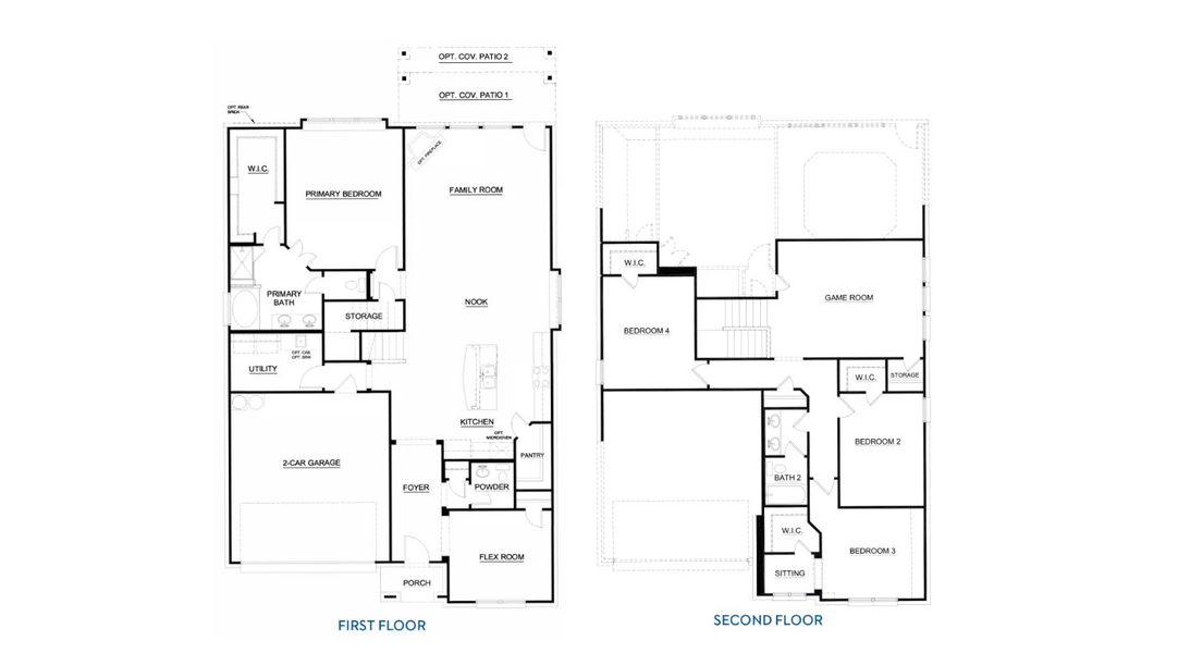 2D floor plan layout for the Concept 2870 by Landsea Homes in Chisholm Hills, Cleburne, TX (Image 4). 2D floor plan layout for the Concept 2870 by Landsea Homes in Chisholm Hills, Cleburne, TX (Image 4).