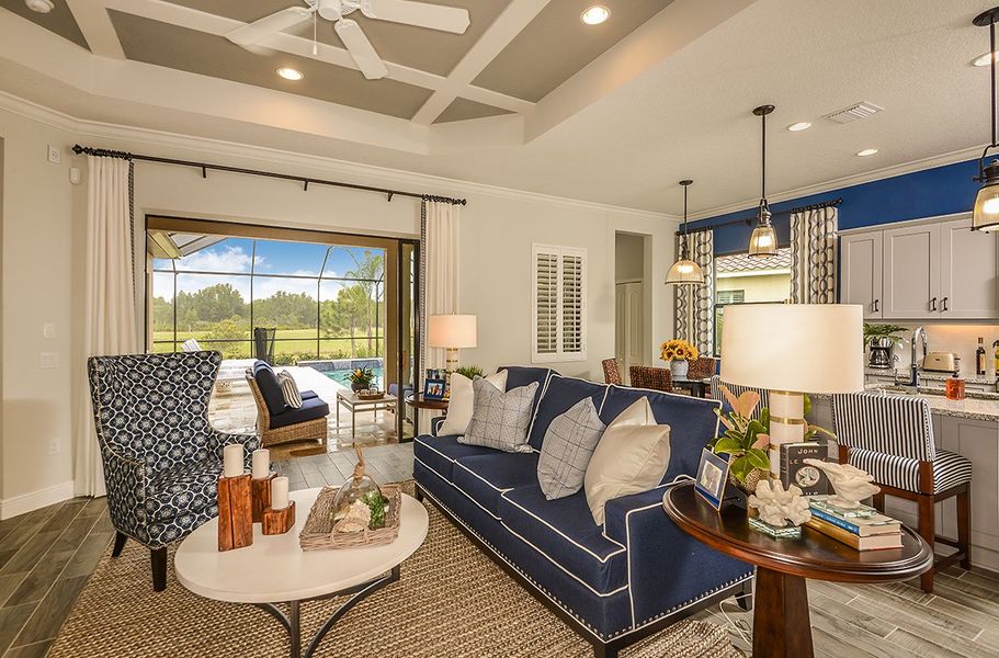 Representative furnished interior of a home built from the Endless Summer 3 by Neal Communities in Wildleaf at North River Ranch, Parrish (Image 18). Representative furnished interior of a home built from the Endless Summer 3 by Neal Communities in Wildleaf at North River Ranch, Parrish (Image 18).