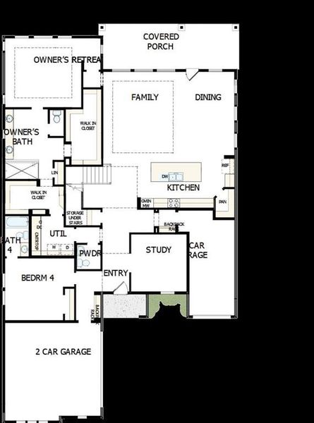 2D floor plan layout of this home in Terraces – Classics, Rockwall, TX (Image 2). 2D floor plan layout of this home in Terraces – Classics, Rockwall, TX (Image 2).