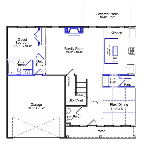 2D floor plan layout of this home in Pebble Branch, Chapin, SC (Image 2).