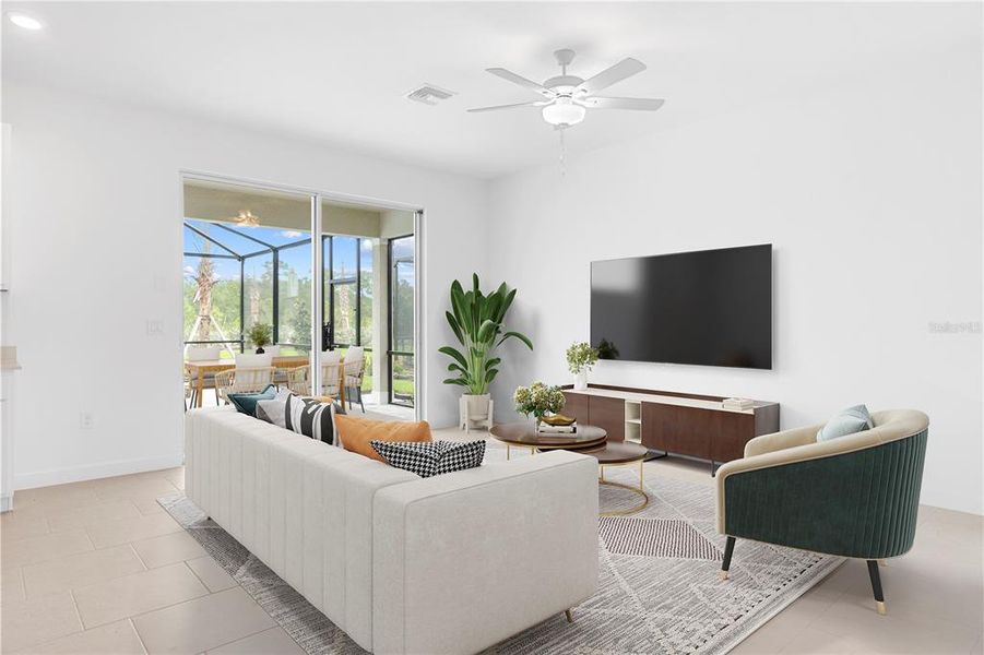 Furnished interior view inside a new home in Sabal Glen at Babcock Ranch, Punta Gorda (Image 16). Furnished interior view inside a new home in Sabal Glen at Babcock Ranch, Punta Gorda (Image 16).