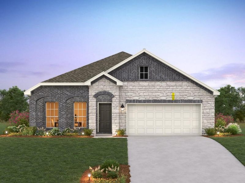 Front exterior of a new home in The Colony 50s, Cedar Creek, TX, highlighting curb appeal (Image 2).
