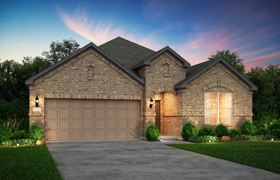 The Parker, a one-story home with 2-car garage, shown with Home Exterior 33