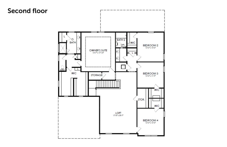2D floor plan layout for the Oakhurst by Pulte Homes in Windsor Court, Fayetteville, GA (Image 4). 2D floor plan layout for the Oakhurst by Pulte Homes in Windsor Court, Fayetteville, GA (Image 4).