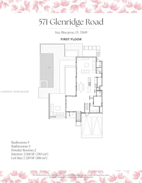 2D floor plan layout of this home in , Key Biscayne, FL (Image 3).