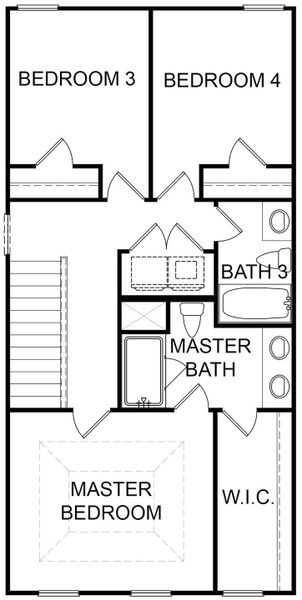 2D floor plan layout for the Archer by KM Homes in Nickel Creek at Newnan Crossing, Newnan, GA (Image 4).