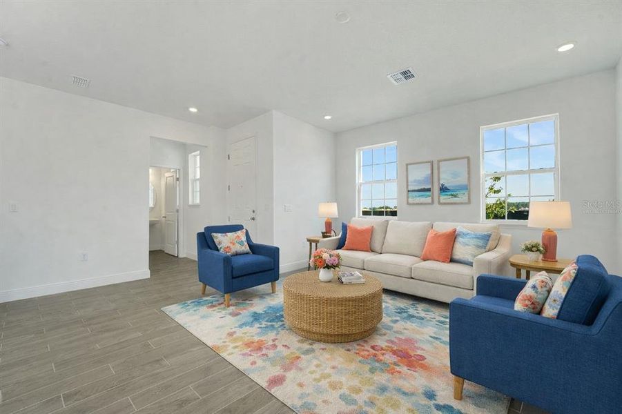Furnished interior view inside a new home in Crossroads at Kelly Park, Apopka (Image 5). Furnished interior view inside a new home in Crossroads at Kelly Park, Apopka (Image 5).