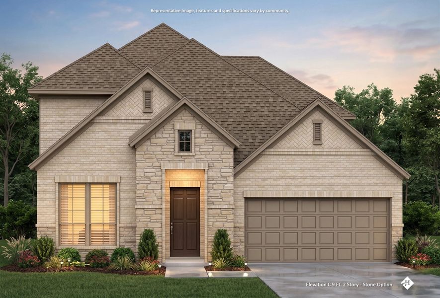 Front exterior of a new home in Vista Point, Grandview, TX, highlighting curb appeal (Image 12). Front exterior of a new home in Vista Point, Grandview, TX, highlighting curb appeal (Image 12).