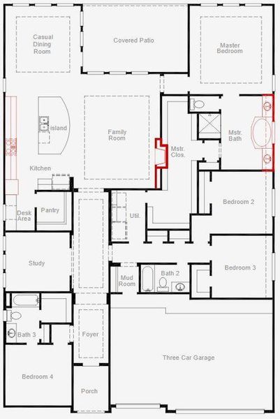 2D floor plan layout of this home in The Meadows at Imperial Oaks, Spring, TX (Image 1). 2D floor plan layout of this home in The Meadows at Imperial Oaks, Spring, TX (Image 1).