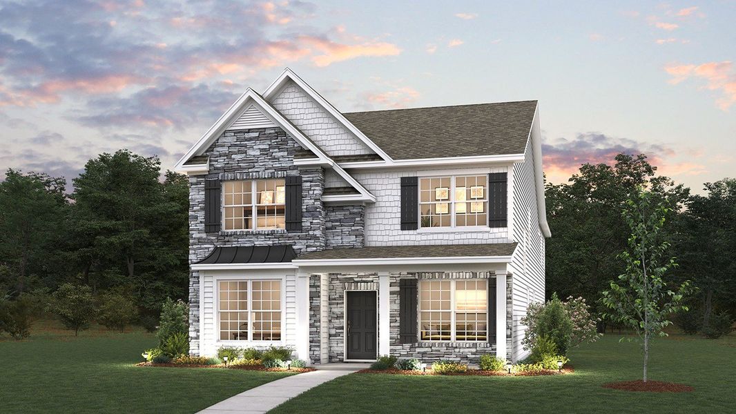 Representative exterior photo of a completed home built from the Adams by D.R. Horton in The Preserve at Kinsley, Jamestown, NC (Image 4).