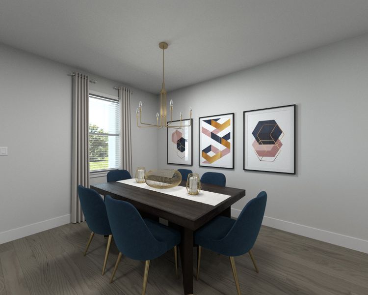 The open-concept floorplan allows for an easy flow between the kitchen and dining areas.