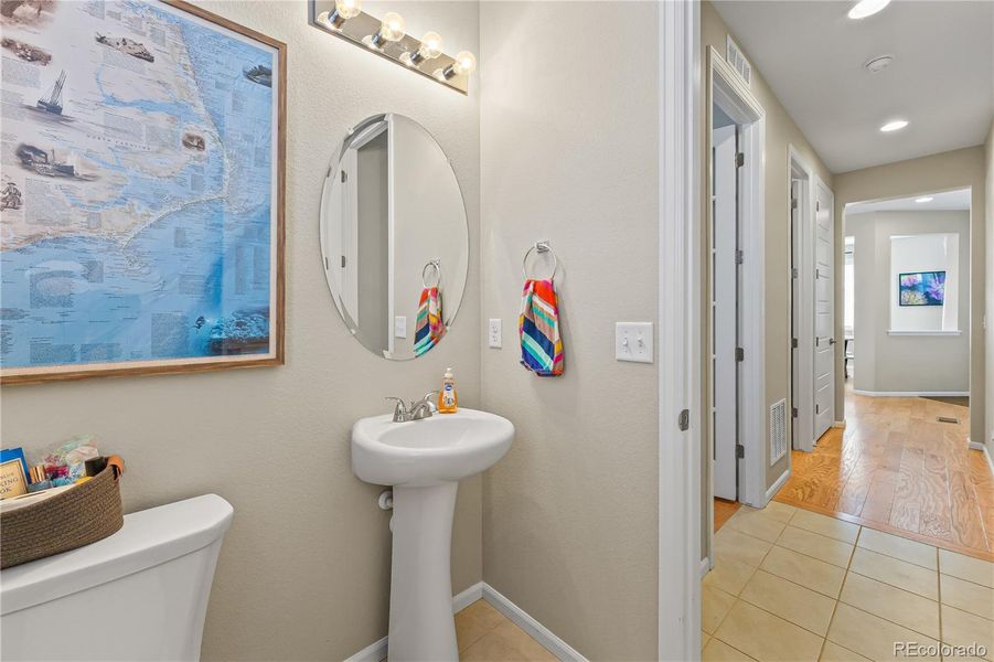 Bathroom: Modern main-level bath.