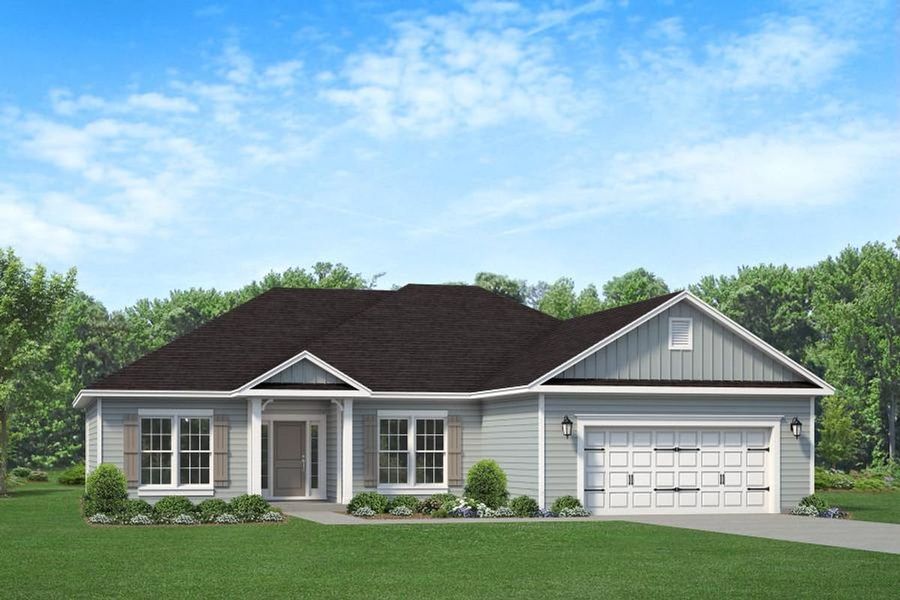 Representative exterior photo of a completed home built from the 1826 by Adams Homes in Copper Creek, Winterville, NC (Image 20).