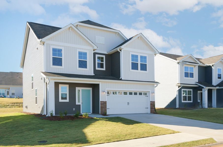 Representative exterior photo of a completed home built from the The Harrison by Cothran Homes in Holly Ridge, Greenville, SC (Image 28). Representative exterior photo of a completed home built from the The Harrison by Cothran Homes in Holly Ridge, Greenville, SC (Image 28).