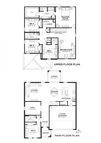 2D floor plan layout for the Catalina by Casa Fresca Homes in Pasadena Landing, Wesley Chapel, FL (Image 3).