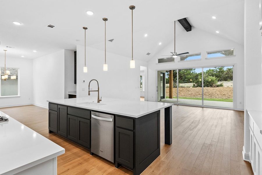 Furnished interior view inside a new home in The Hollows Canyon - 60', Lago Vista (Image 4). Furnished interior view inside a new home in The Hollows Canyon - 60', Lago Vista (Image 4).