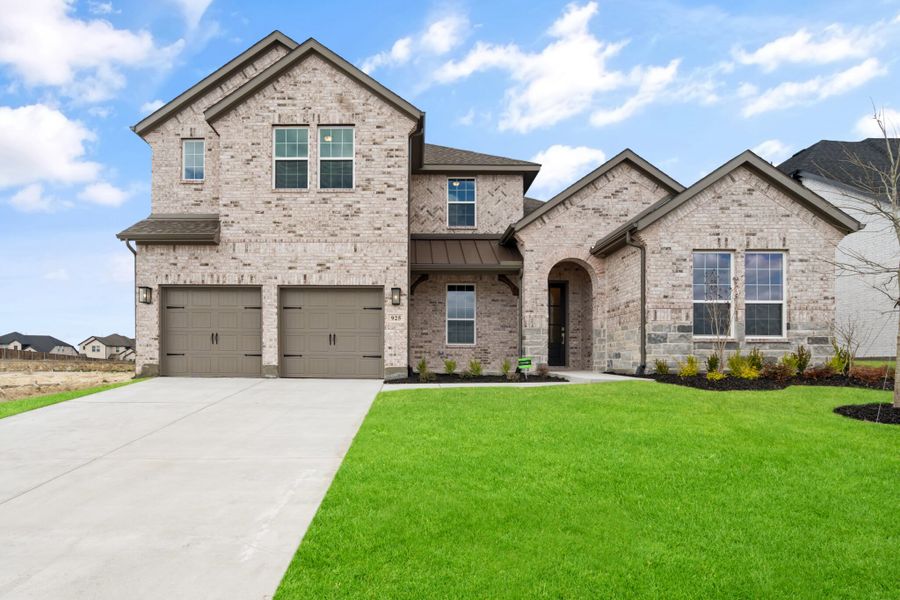 Front exterior of a new home in Lake Breeze, Lavon, TX, highlighting curb appeal (Image 21).