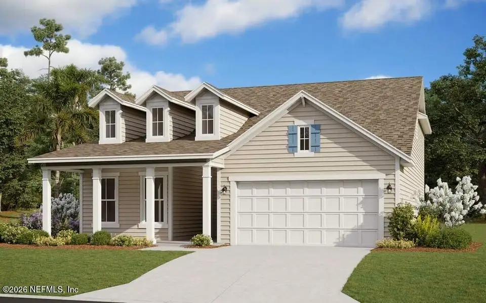 Front exterior of a new home in Hyland Trail, Green Cove Springs, FL, highlighting curb appeal (Image 1). Front exterior of a new home in Hyland Trail, Green Cove Springs, FL, highlighting curb appeal (Image 1).