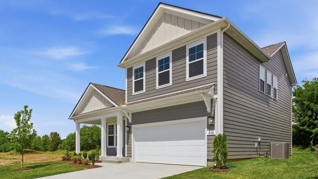 Home exterior with two-car garage Home exterior with two-car garage