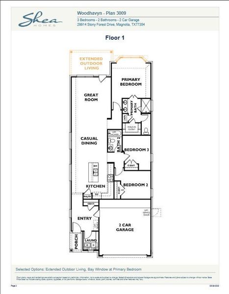 2D floor plan layout of this home in Woodhavyn 40', Magnolia, TX (Image 4).