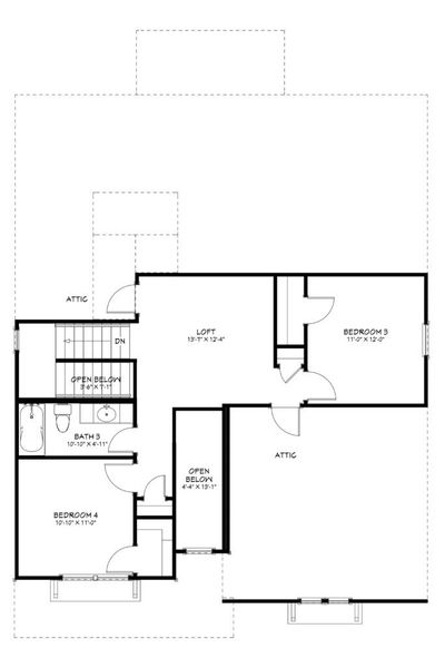 2D floor plan layout for the San Gabriel by Flintrock Builder in Rancho San Gabriel, Georgetown, TX (Image 4).