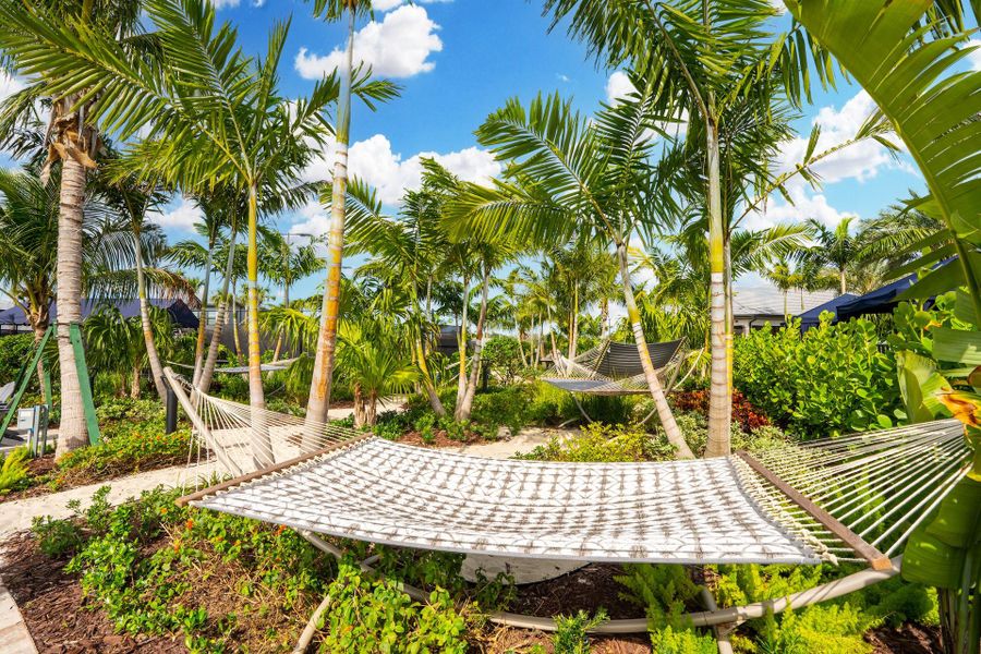 relax by the lake and pool