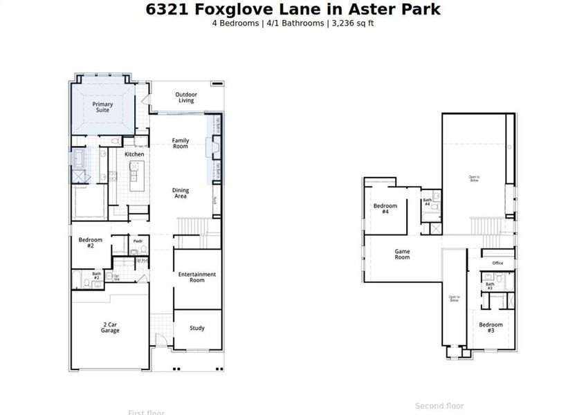 2D floor plan layout of this home in Aster Park: 50ft. lots, McKinney, TX (Image 4).